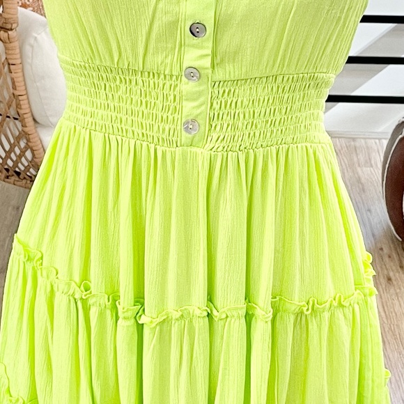 NWT S L Lime green light weight,  flowy girly cottage vibes dress - Picture 4 of 5